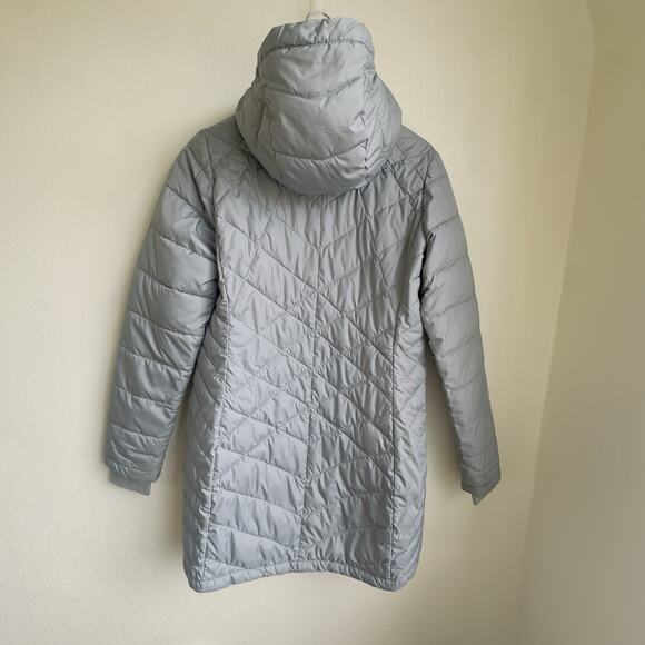 Columbia Omni-Heat Longline Puffer Jacket Silver Gray M Womens Hoodie Omni-Heat - Picture 6 of 11